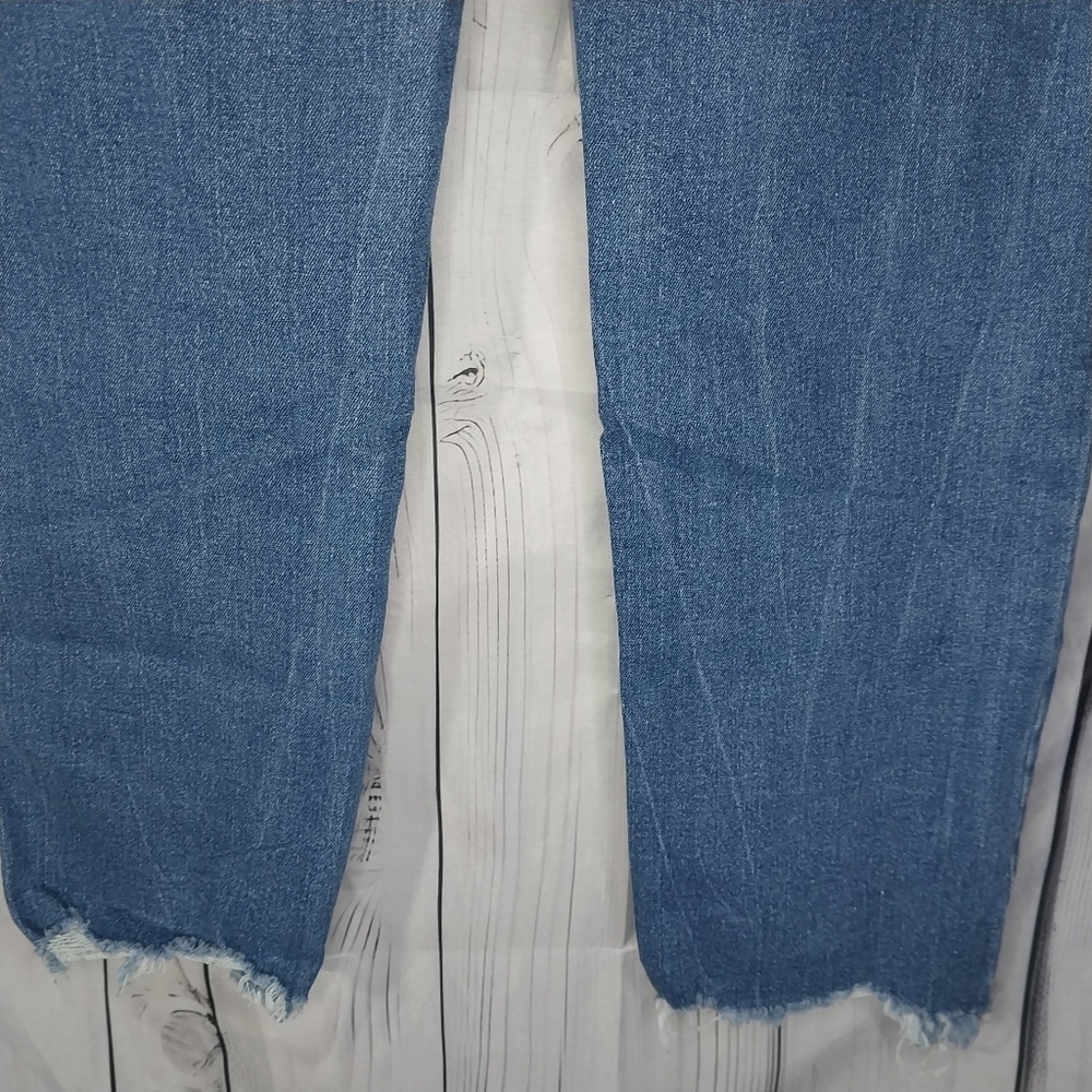 Nicole Miller Nomad Super High Rise Straight Blue Distressed Jeans - Picture 12 of 14